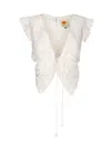 Farm Rio Butterfly Broderie Anglaise Cotton Blouse In White