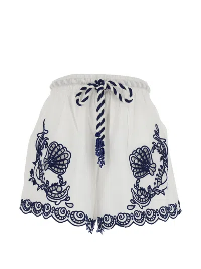Farm Rio Short Blanco Bordado Marino In White