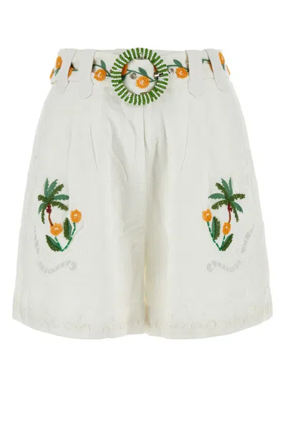 FARM RIO WHITE LINEN TREE MACAW SHORTS