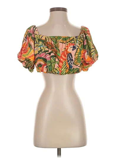 Pre-owned Farm Rio Short Sleeve Blouse In Orange
