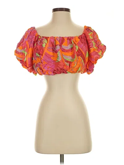 Pre-owned Farm Rio Short Sleeve Blouse In Orange