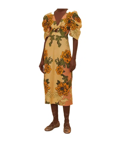 Farm Rio Floral-print Midi Dress In Multi