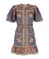 Farm Rio Superbloom Tapestry Cotton Shirt Dress In Blue