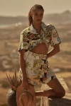 Farm Rio Short-sleeve Linen Printed Buttondown Shirt