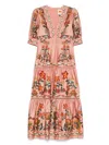 Farm Rio Garden Delight Pink Short Sleeve Maxi Dress In Pink