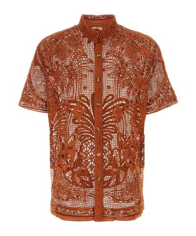 FARM RIO FARM RIO INTRICATE LACE BUTTON-UP SHIRT