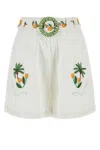 Farm Rio Coconut Tree Embroidered Short In White