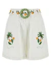 Farm Rio Coconut Tree Embroidered Short In White