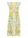 Farm Rio Sicily Scarf Print Cotton Maxi Dress In Yellow