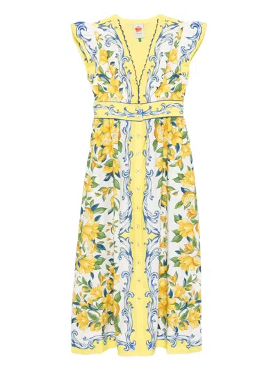 Farm Rio Sicily Maxi Dress In Yellow