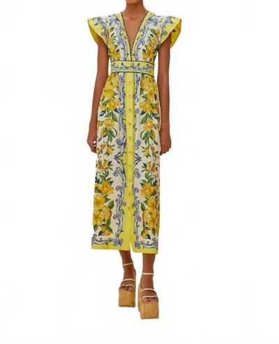 Farm Rio Sicily Scarf Dress In Off White In Yellow