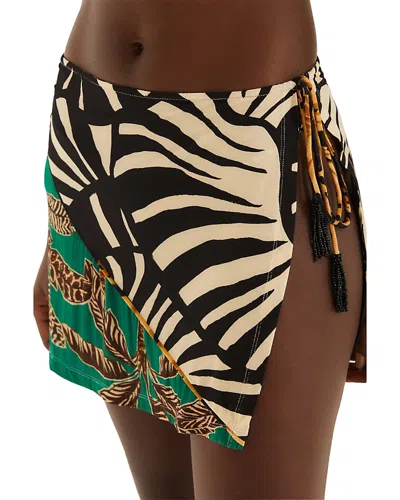 Farm Rio Side Tie Mini Skirt Swim Cover-up In Black