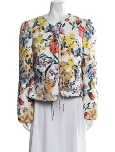 Pre-owned Farm Rio Silk Floral Print Jacket In Multicolor