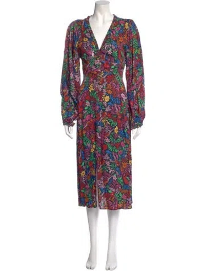 Pre-owned Farm Rio Silk Long Dress In Pink