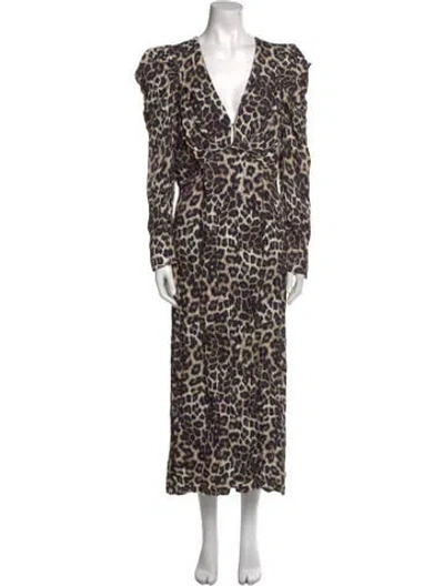 Pre-owned Farm Rio Silk Long Dress W/ Tags In Neutral