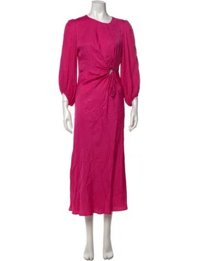 Pre-owned Farm Rio Silk Midi Length Dress In Pink