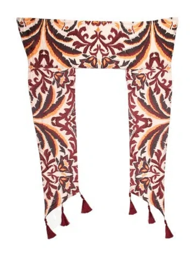 Pre-owned Farm Rio Silk Patterned Scarf In Neutrals