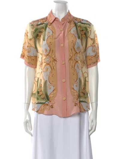 Pre-owned Farm Rio Silk Printed Blouse In Multi