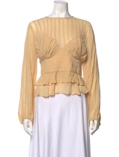 Pre-owned Farm Rio Silk Printed Blouse In Yellow