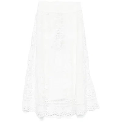 Farm Rio White Swan Lake Lace Skirt In Multicolor