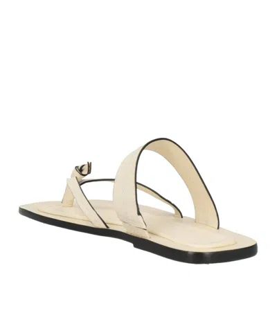Farm Rio Simple Leather Flip-flops In Ivory