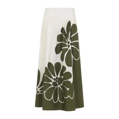 Farm Rio Palermo Green Midi Skirt In Multi