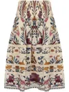 Farm Rio Multicoloured Print Midi Skirt In Romantic Lightness Cream