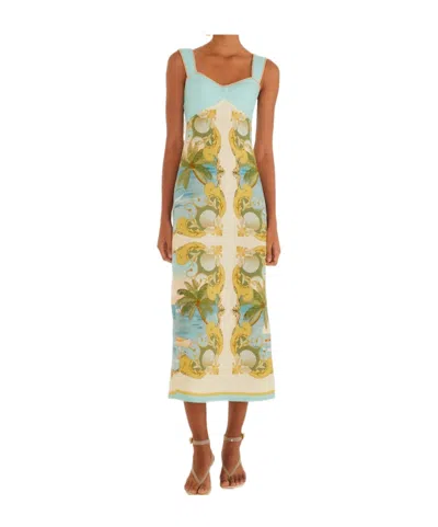 Farm Rio Sleeveless Maxi Dress In Royal Sea Multi In Blue