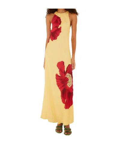 Farm Rio Poppy Flowers Maxi Dress Poppy Flowers Light Yellow In Neutral