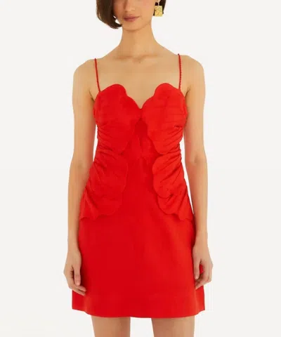 Farm Rio Sleeveless Flower Mini Dress In Red