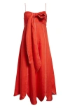 Farm Rio Sleeveless Linen Maxi Dress In Dark Red