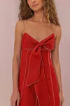 Farm Rio Sleeveless Linen Maxi Dress In Red