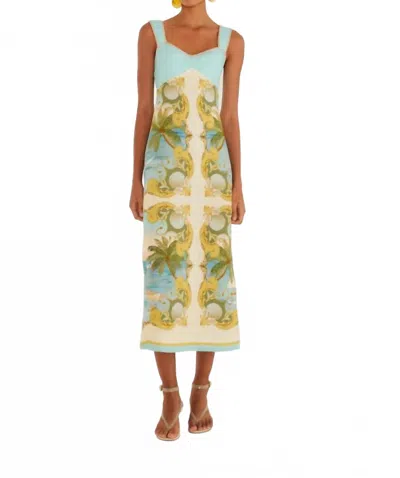 Farm Rio Sleeveless Maxi Dress In Royal Sea Multi In Blue