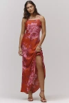 Farm Rio Sleeveless Midi Slip Dress In Red