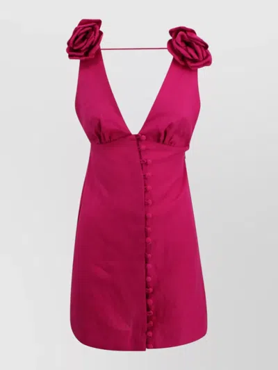 Farm Rio Sleeveless Mini Dress Rose Strap Detail In Pink