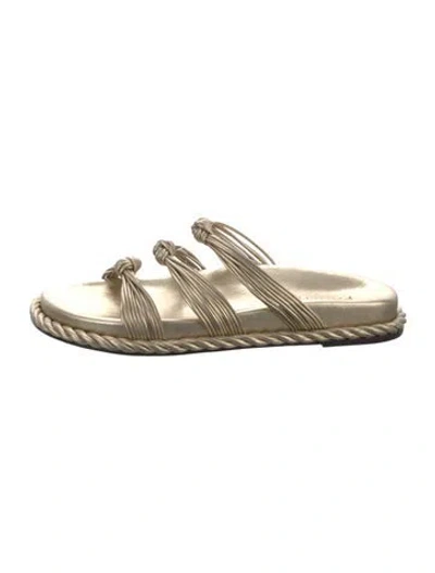 Pre-owned Farm Rio Slides In Gold