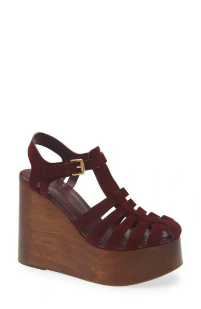 Farm Rio Slingback Platform Wedge Fisherman Sandal In Merlot