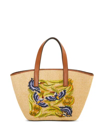 Farm Rio Small Embroidered Tote Bag In Neutral