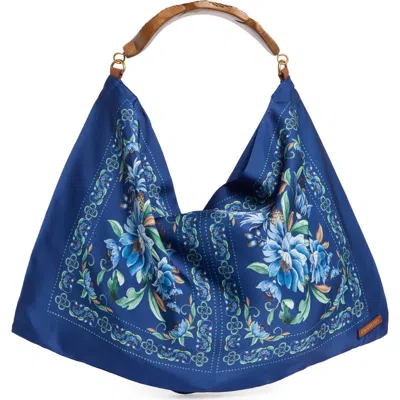 Farm Rio Small Satin Scarf Bag In Blue