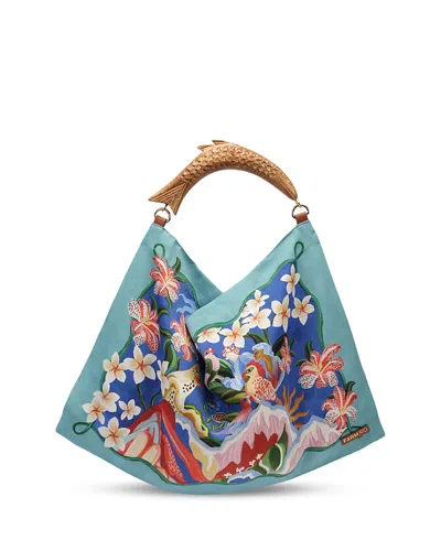Farm Rio Small Satin Scarf Tote Bag In Multi