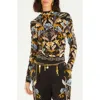 Farm Rio Snake Garden Jersey Top In Black