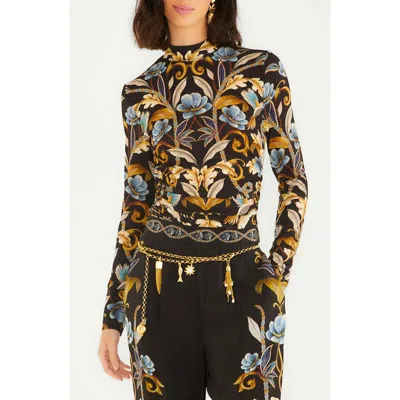 Farm Rio Snake Garden Jersey Top In Green