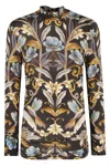 Farm Rio Black Flowerful Garden Jersey Blouse In Multi