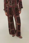 Farm Rio Womens Scarves Black Graphic-print Pleated Woven Trousers In Multi