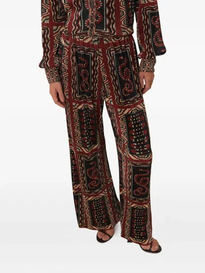 Farm Rio Snake Scarves-print Pleated Trousers In Multi