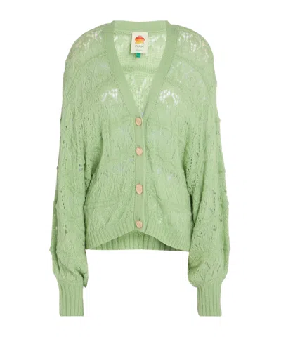 Farm Rio Solid Color Knit Cardigan In Green