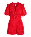 Farm Rio Solid Color Romper Jumpsuit In Red