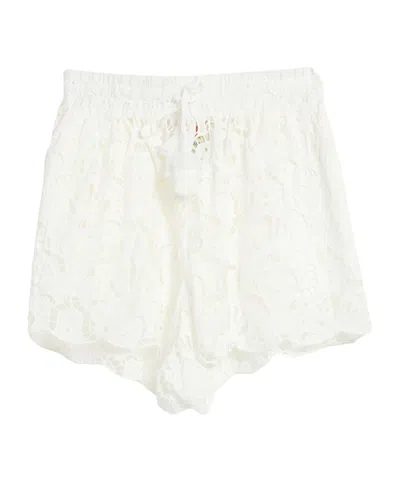 Farm Rio Solid-color Cut-out Shorts In White