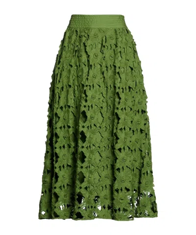 Farm Rio Solid-colored A-line Skirt In Green