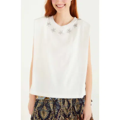 Farm Rio Sparkling Top In White